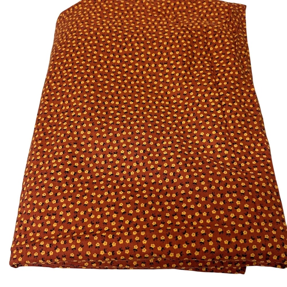 Vintage Cranston Print Works VIP Fabrics Rust Orange Ditsy Floral Cotton 2 + Yds